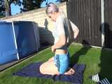 Watch Chloe enjoying the Sun in her Shiny Nylon Shorts 7