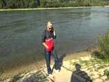 Watch Chloe enjoying her shiny nylon Rainwear at the River 5