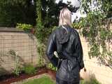 Watch Chloe gardening in her shiny nylon Rainwear 10